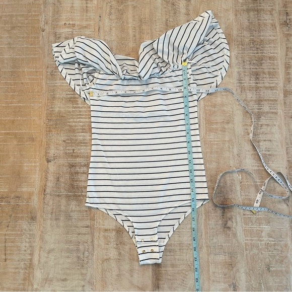 J. Crew Black and White Striped Off the Shoulder Ruffled Bodysuit - Picture 10 of 10